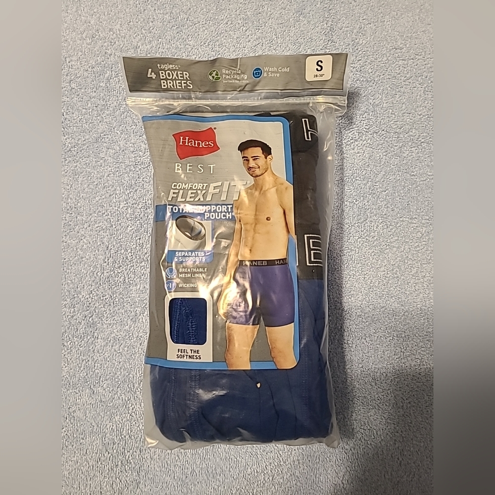 Hanes Best Men's Comfort Flex Fit Total Support Pouch Boxer Briefs, 4 Pack Small